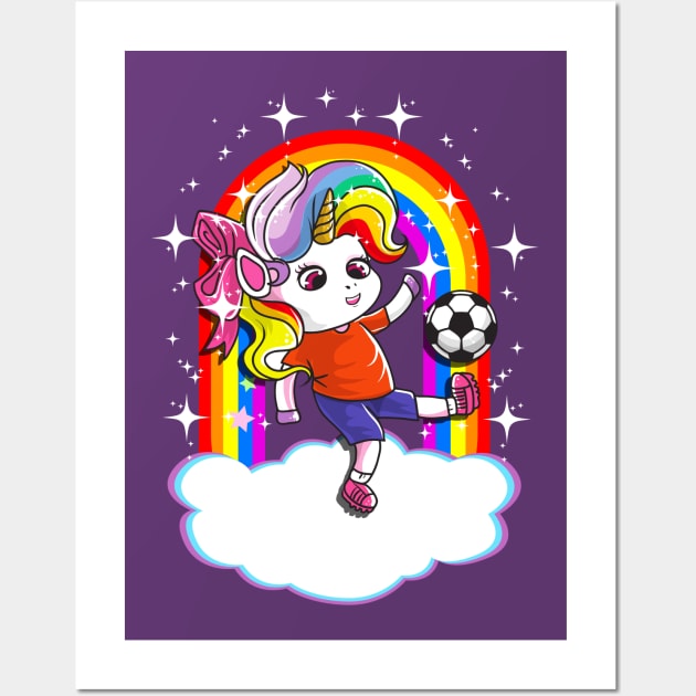 Soccer Unicorn Team Player Coach Mom Dad Cute Girly Wall Art by E